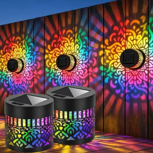Image of Solar Mandala Light – 7‑Color Changing Projection, 1pcs, Battery‑Powered