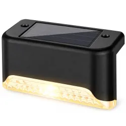 Solar Step Light Outdoor LED Stair Lighting Black Pack of 4