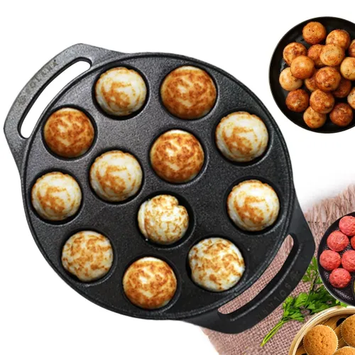 Image of SOLARA Cast Iron 8" inch (20 CM) Paniyaram Pan (12 Cavities)