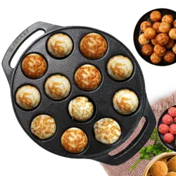 SOLARA Cast Iron 8 inch (20 CM) Paniyaram Pan (12 Cavities)
