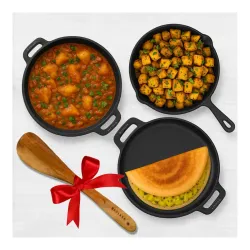 SOLARA Crownstone 3-Piece Cast Iron Cookware Set