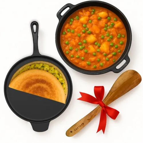 Image of SOLARA Crownstone Cookware Set of 2 with Wooden Spatula,