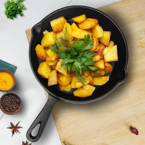 Image of SOLARA Crownstone Premium Cast Iron Frying Pan 10 Inch/25 Cm with Handle, CastIron Fry Pan 2.1Kg, Naturally non stick fr