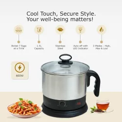 SOLARA Electric Kettle Multipurpose 1.5 Litre, 600 Watts