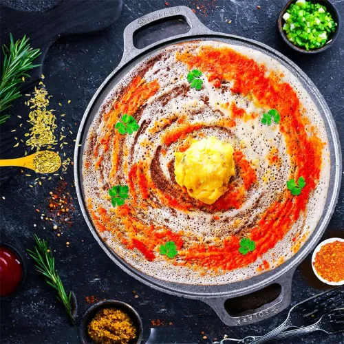 Image of Solara Smooth Cast Iron Tawa With 12inch for Dosa, Chapathi, Paratha, Uttapam Tawa 30 cm diameter (Cast Iron, Non-stick,