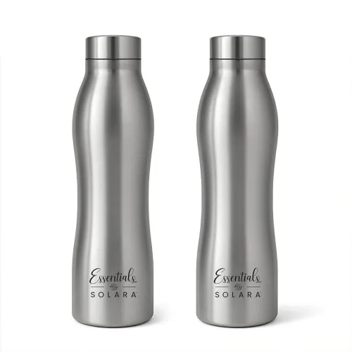 Image of Solara Stainless Steel Water Bottle 1000ml (Pack of 2, Silver)