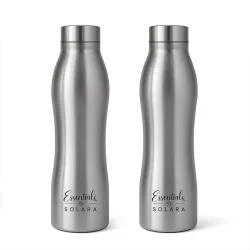Solara Stainless Steel Water Bottle 1000ml (Pack of 2, Silver)