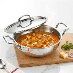 SOLARA Triply Stainless Steel Kadai with SS Lid 20 cm, Tri Ply SS Kadhai
