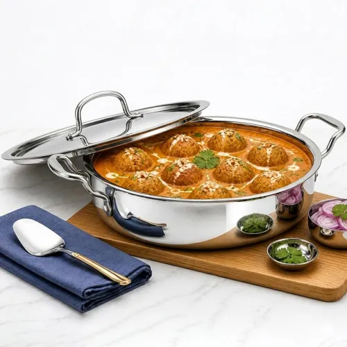 Image of SOLARA Triply Stainless Steel Uruli 24 cm with SS Lid