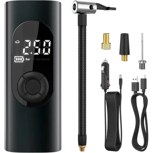 Image of Soletal Smart Tyre Inflator: 150 PSI | 6000 mAh Battery | Digital Display | 5 Air Fill Modes | LED Light | Type C | Mult