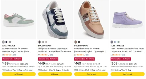 Image of SOLETHREADS Women's Sneakers at minimum 80% Discount