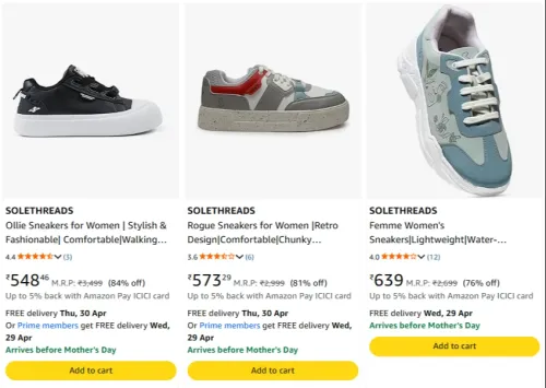 Image of SOLETHREADS Women's Sneakers upto 84% Discount