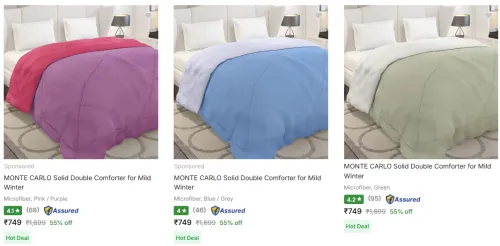 Image of Solid Double AC Blanket @ Starting ₹749