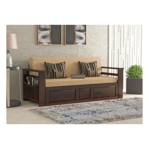 Image of Solid Sheesham Wooden Sofa Cums Bed 