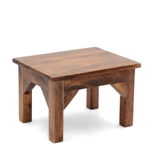 Image of Solid Sheesham Wood Standard Footrest Stool Sitting Stools for Living Room 