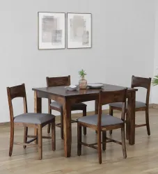 Allie Wood Olga Sheesham ( Rosewood) Solid Wood 4 Seater Dining Set (Finish Color -Honey Teak Brown Finish, DIY(Do-It-Yourself))