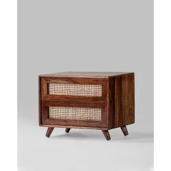 Solid Wood Bedside Table with 1 Drawer & 1 Shelf