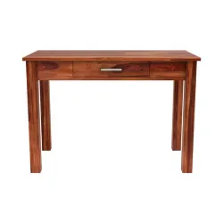 Solid Wood Folding Study Table Laptop Computer Pc Writing Foldable Desk for Home & Office Space Saving Sleek Design (Tea
