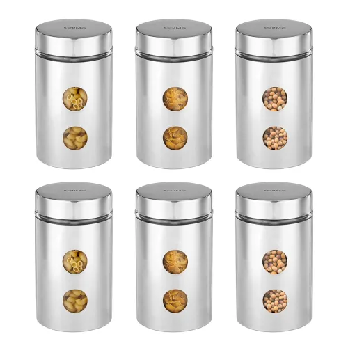 Image of Solimo 1200ml Kitchen Storage Jars – 6 Pc