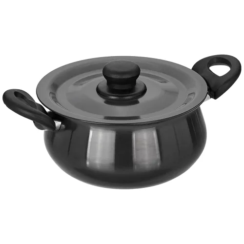 Image of Amazon Brand - Solimo Aluminium Hard Anodized Handi With Lid, 2.5 Liter (Induction Bottom), Black