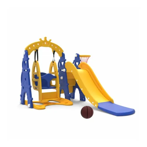 Image of Amazon Brand - Solimo 3-in-1 Garden Castle Slide & Swing for Indoor & Outdoor Use | for Kids 2-8 Years Old | Safe & Fun 