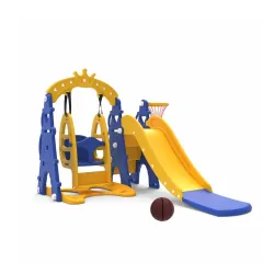 Amazon Brand - Solimo 3-in-1 Garden Castle Slide & Swing for Indoor & Outdoor Use | for Kids 2-8 Years Old | Safe & Fun 