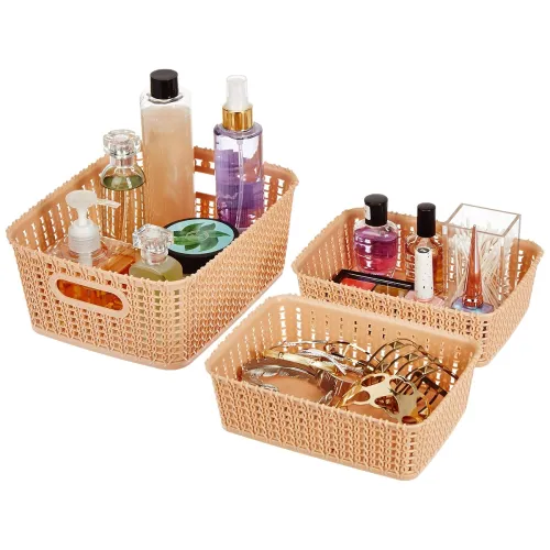 Image of Solimo 3Piece Plastic Storage Basket 