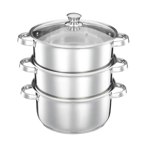 Image of Solimo 3-Tier Stainless Steel Steamer, 24 cm, Induction Base