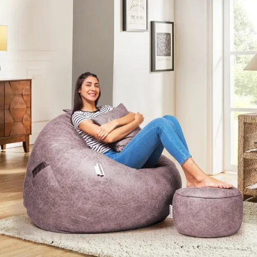 Image of Solimo 3XL Bean Bag Combo with Footrest & Cushion
