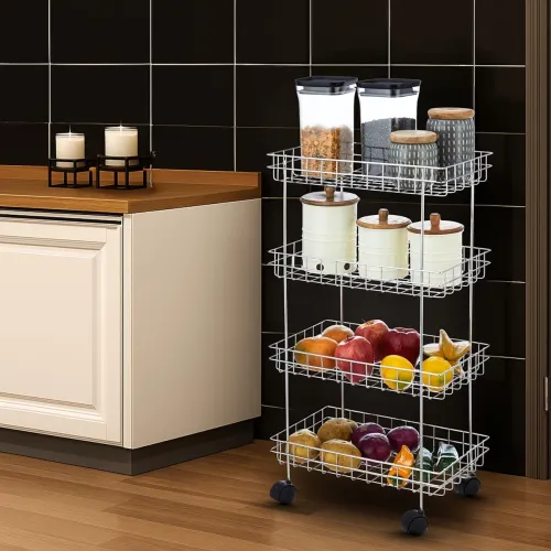 Image of Solimo 4-Layer Stainless Steel Kitchen Storage Rack