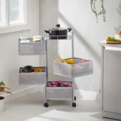 Solimo 4-Layer Revolving Kitchen Trolley Rack