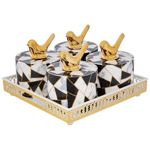 Image of Solimo 4-Piece Airtight Dry Fruit Container Set with Serving Tray