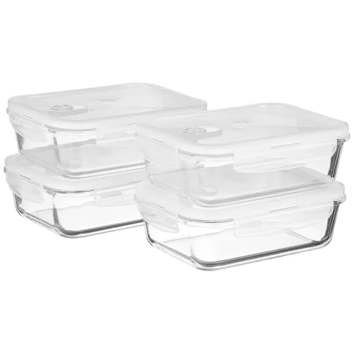 Image of Solimo 4-Piece Rectangular Borosilicate Glass Container Set (1000ml Each)