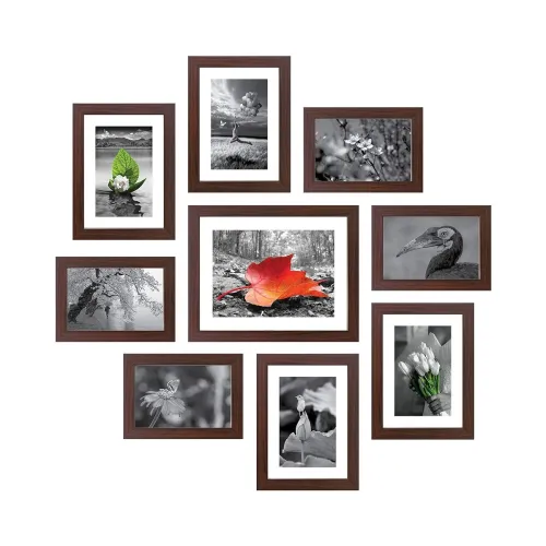 Image of Solimo Collage Photo Frame Set 9 Pieces Brown