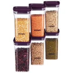 Solimo Airtight Plastic Kitchen Storage Container Set (6 x 1100ml)