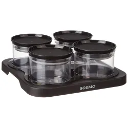 Solimo Airtight Plastic Storage Container Set with Tray (4 x 500ml, Black)