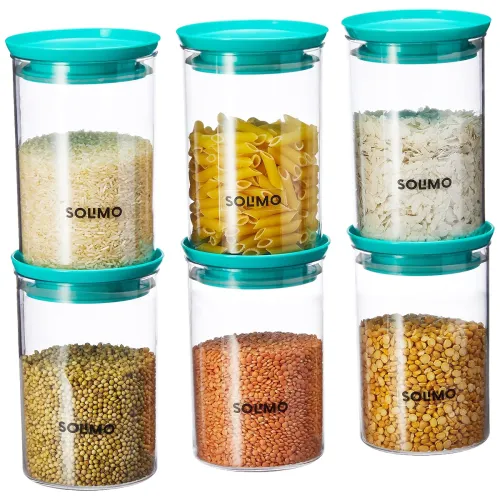 Image of Solimo Airtight Plastic Storage Containers Set 6 Blue