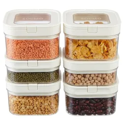 Amazon Brand - Solimo Airtight Plastic Storage Jar and Container Set-I | BPA Free | Multipurpose Storage | 450ml each, Set of 6 (White)