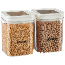 Solimo Airtight Plastic Storage Jar Set (2 Pcs, 1150ml, White)
