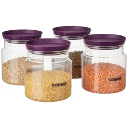 Amazon Brand - Solimo Airtight Plastic Storage Jar Set, 4