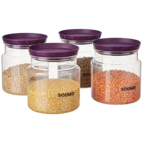 Image of Solimo Airtight Plastic Storage Jar Set 1000ml * 4