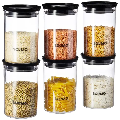 Image of Amazon Brand - Solimo Plastic Storage Jar and Container Set I Air Tight & BPA Free Containers For Kitchen Storage Set I 