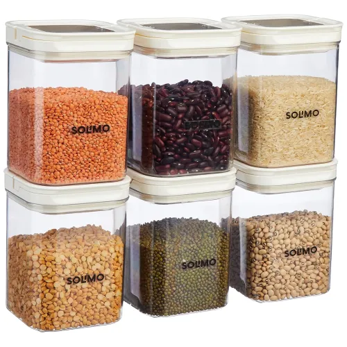 Image of Amazon Brand - Solimo Airtight Plastic Storage Jar and Container Set-I | BPA Free | Multipurpose Storage | 1150ml Each, 