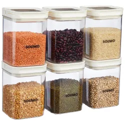 Amazon Brand - Solimo Airtight Plastic Storage Jar and Container Set-I | BPA Free | Multipurpose Storage | 1150ml Each, 