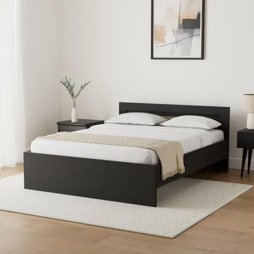 Image of Amazon Brand - Solimo Aquilla Engineered Wood Wenge Finish Queen Bed 