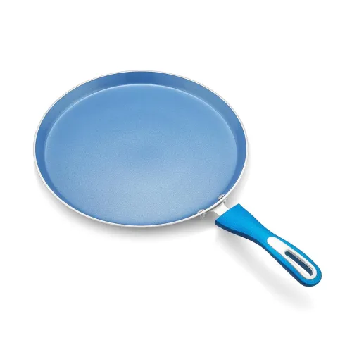 Image of Solimo Blue Ceramic Non-Stick 28cm Dosa Tawa 
