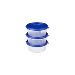 Solimo blue round containers, 500ml, 3-pack