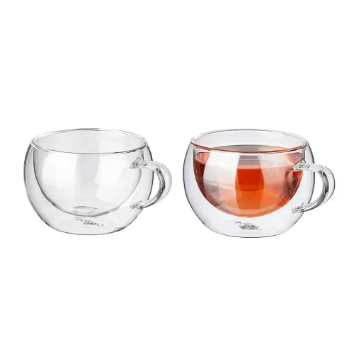 Image of Solimo Borosilicate Glass Double Wall Tea Cup 300ml*2