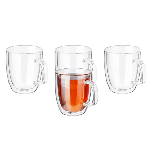 Image of Amazon Brand - Solimo Borosilicate Glass Tea Cup, Double Wall, Extra-Wide, Heat-Resistant, Crystal-Clear, Ideal for Tea,