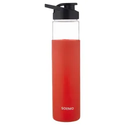 Amazon Brand - Solimo Borosilicate Glass Bottle with Black Sipper Cap | Anti-Slip Silicon Sleeve | 750 ml